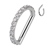 Titanium CZ D Shaped Hinged Segment Ring, Lip, Nostril, Cartilage