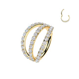 Titanium Triple Pave CZ Hinged Segment Hoop Ring Helix Tragus