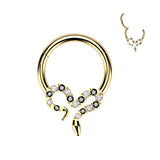 Titanium Hinged CZ Slithering Snake Segment Hoop Ring Daith Septum Cartilage