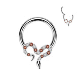 Titanium Hinged CZ Slithering Snake Segment Hoop Ring Daith Septum Cartilage