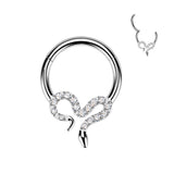 Titanium Hinged CZ Slithering Snake Segment Hoop Ring Daith Septum Cartilage