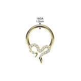 Titanium Hinged CZ Slithering Snake Segment Hoop Ring Daith Septum Cartilage