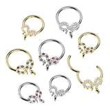 Titanium Hinged CZ Slithering Snake Segment Hoop Ring Daith Septum Cartilage