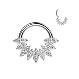 Titanium Marquise CZ Hinged Segment Hoop Ring For Daith Helix Septum