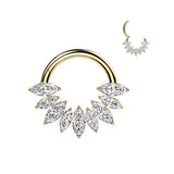 Titanium Marquise CZ Hinged Segment Hoop Ring For Daith Helix Septum