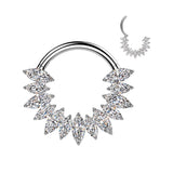 Titanium Marquise CZ Hinged Segment Hoop Ring For Daith Helix Septum