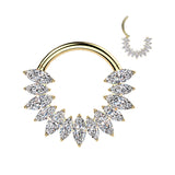 Titanium Marquise CZ Hinged Segment Hoop Ring For Daith Helix Septum