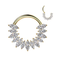 Titanium Marquise CZ Hinged Segment Hoop Ring For Daith Helix Septum