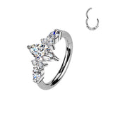 Titanium Hinged Segment Hoop Ring Outward Facing CZ For Nose Cartilage