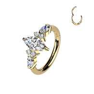Titanium Hinged Segment Hoop Ring Outward Facing CZ For Nose Cartilage