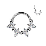 Titanium Hinged Segment Hoop Ring CZ And Balls For Nose Cartilage