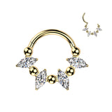 Titanium Hinged Segment Hoop Ring CZ And Balls For Nose Cartilage