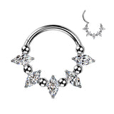 Titanium Hinged Segment Hoop Ring CZ And Balls For Nose Cartilage