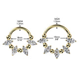 Titanium Hinged Segment Hoop Ring CZ And Balls For Nose Cartilage