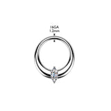 Titanium Marquise CZ Hinged Segment Hoop Ring For Nose Cartilage
