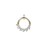 Titanium Marquise CZ Fan Hinged Segment Hoop Ring For Daith Helix Cartilage