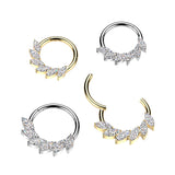 Titanium Marquise CZ Fan Hinged Segment Hoop Ring For Daith Helix Cartilage