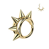 Titanium Spikes Hinged Segment Triple Hoop Ring For Helix Cartilage 16G