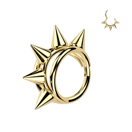 Titanium Spikes Hinged Segment Triple Hoop Ring For Helix Cartilage 16G