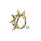 Titanium Spikes Hinged Segment Triple Hoop Ring For Helix Cartilage 16G
