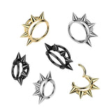 Titanium Spikes Hinged Segment Triple Hoop Ring For Helix Cartilage 16G