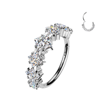 Titanium Hinged Segment Hoop Ring Square CZ for Nose Lobe Helix