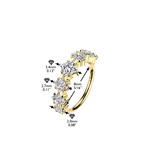 Titanium Hinged Segment Hoop Ring Square CZ for Nose Lobe Helix