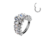 Titanium Outward Facing 11 Baguette CZ Crown Hinged Segment Hoop Ring