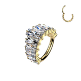 Titanium Outward Facing 11 Baguette CZ Crown Hinged Segment Hoop Ring