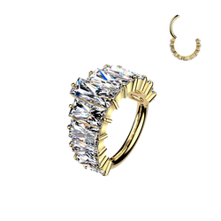 Titanium Outward Facing 11 Baguette CZ Crown Hinged Segment Hoop Ring