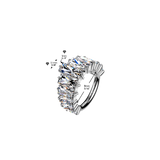 Titanium Outward Facing 11 Baguette CZ Crown Hinged Segment Hoop Ring