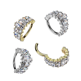 Titanium Outward Facing 11 Baguette CZ Crown Hinged Segment Hoop Ring
