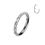 Titanium Hinged Segment Hoop Ring Facing CZ For Nose Cartilage