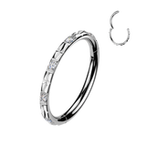 Titanium Hinged Segment Hoop Ring Facing CZ For Nose Cartilage