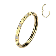 Titanium Hinged Segment Hoop Ring Facing CZ For Nose Cartilage