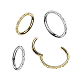 Titanium Hinged Segment Hoop Ring Facing CZ For Nose Cartilage