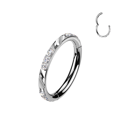 Titanium Hinged Segment Hoop Ring Facet Cut For Nose Cartilage