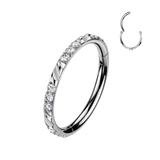 Titanium Hinged Segment Hoop Ring Facet Cut For Nose Cartilage