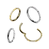 Titanium Hinged Segment Hoop Ring Facet Cut For Nose Cartilage