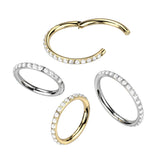 Titanium Hinged Segment Hoop Ring Pearl For Nose Septum Cartilage