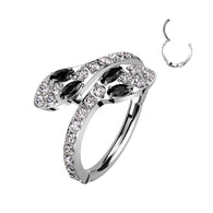 Titanium Hinged Segment Hoop Ring CZ Snake For Nose Septum Cartilage