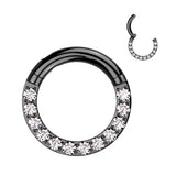 Titanium Large Gauge Hinged Segment Ring CZ For Ear Cartilage Plug