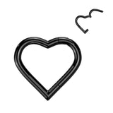 Titanium Hinged Segment Hoop Ring Heart For Nose Septum Cartilage