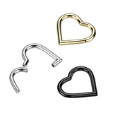 Titanium Hinged Segment Hoop Ring Heart For Nose Septum Cartilage