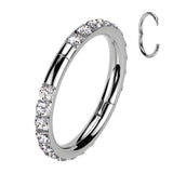 Titanium Outward Facing CZ Hinged Segment Hoop Ring Cartilage