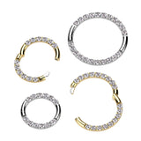 Titanium Forward Facing CZ Hinged Half Closure Segment Hoop Ring Cartilage