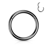 Titanium Hinged Segment Hoop Ring PVD Plated For Nose Septum Cartilage