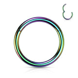 Titanium Hinged Segment Hoop Ring PVD Plated For Nose Septum Cartilage