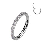 Titanium Hinged Segment Hoop Ring CZ 14G For Nose Septum Cartilage