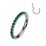 Titanium Hinged Segment Hoop Ring Color CZ For Nose Septum Cartilage